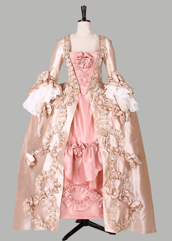 Pink Rococo Marie Antoinette Dress with Cream Ruffle Details - 18th Century Ball Gown - Plus Size
