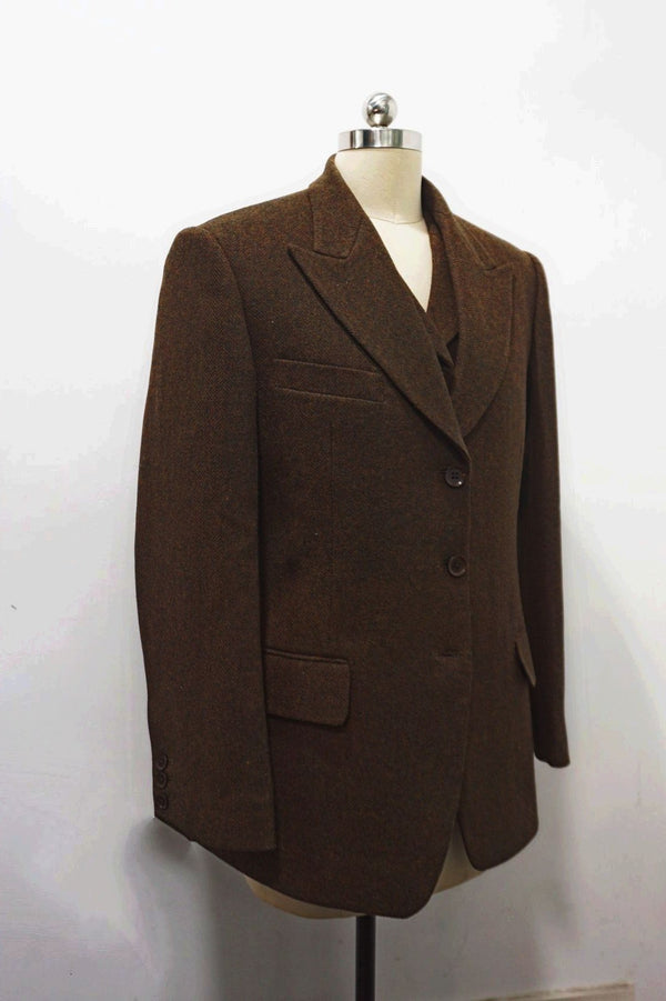 Brown Wool Business Suit Dress – Inspired by Men's Wool Suit Elegance Plus Size