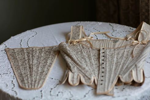 Baby Blue Jacquard Medieval Corset with Satin Bows Plus Size