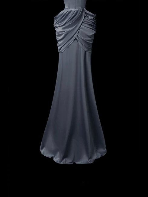 Gothic Navy Blue Evening Dress - Corset Evening Dress - Mermaid Style Evening Gown Plus Size